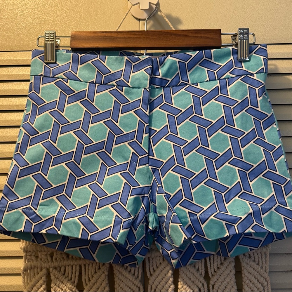 LAUREN GOLD Blue & Mint Green Geometric Shorts